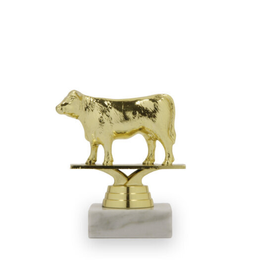 Figurka kráva, 10 cm, zlatá, včetně podstavce