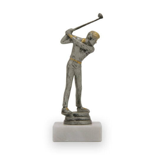 Figurka golf muž, 14 cm, stříbrná antic, včetně podstavce