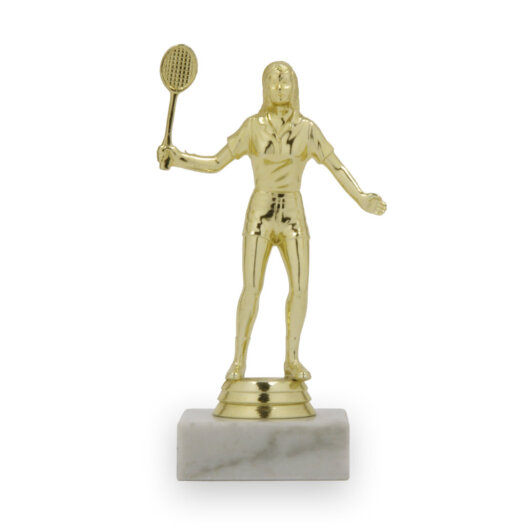Figurka badminton žena, 14 cm, zlatá, včetně podstavce