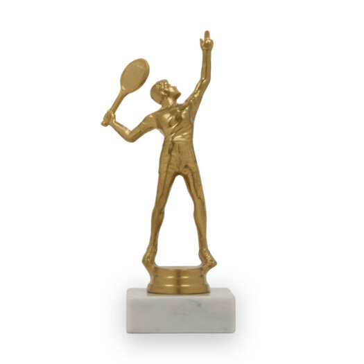 Figurka tenis muž, 15 cm, zlatá mat, včetně podstavce