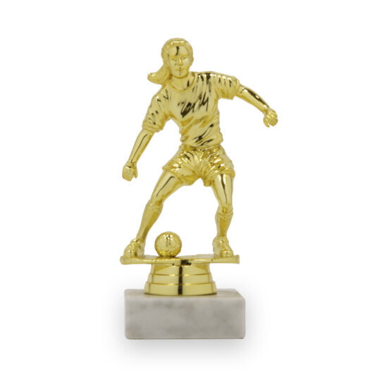 Figurka fotbal žena, 15 cm, zlatá, včetně podstavce