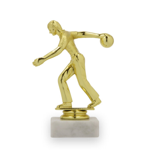 Figurka bowling muž, 14 cm, zlatá, včetně podstavce