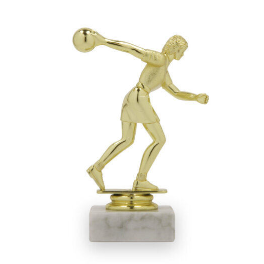Figurka bowling žena, 14 cm, zlatá, včetně podstavce