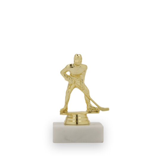 Figurka hokej muž, 10 cm, zlatá, včetně podstavce